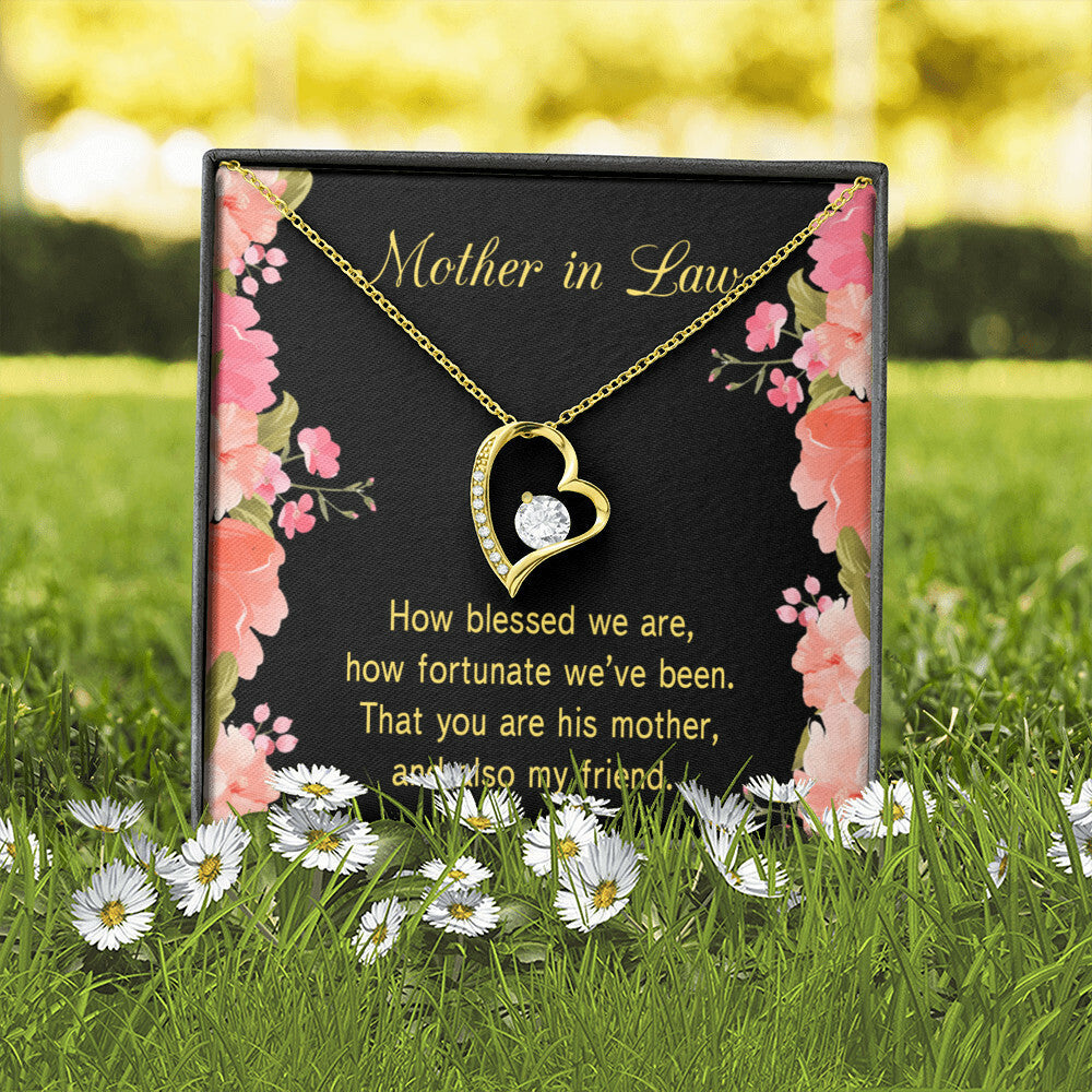 To Mother-in-Law How Fortunate Forever Necklace w Message Card-Express Your Love Gifts