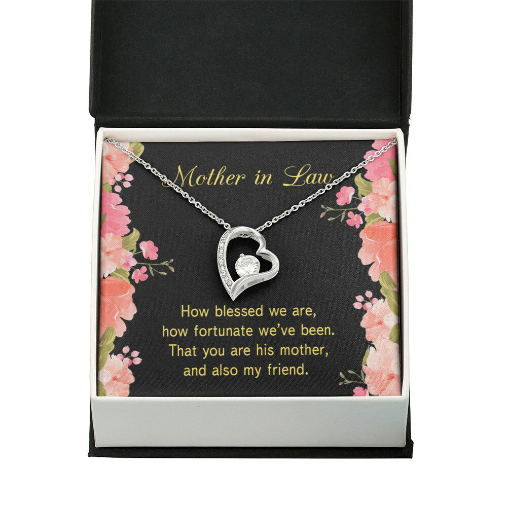 To Mother-in-Law How Fortunate Forever Necklace w Message Card-Express Your Love Gifts