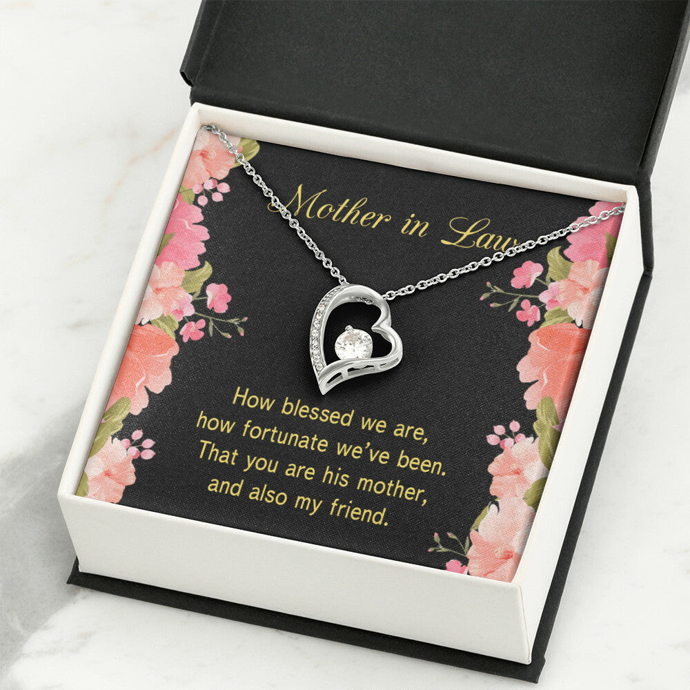 To Mother-in-Law How Fortunate Forever Necklace w Message Card-Express Your Love Gifts
