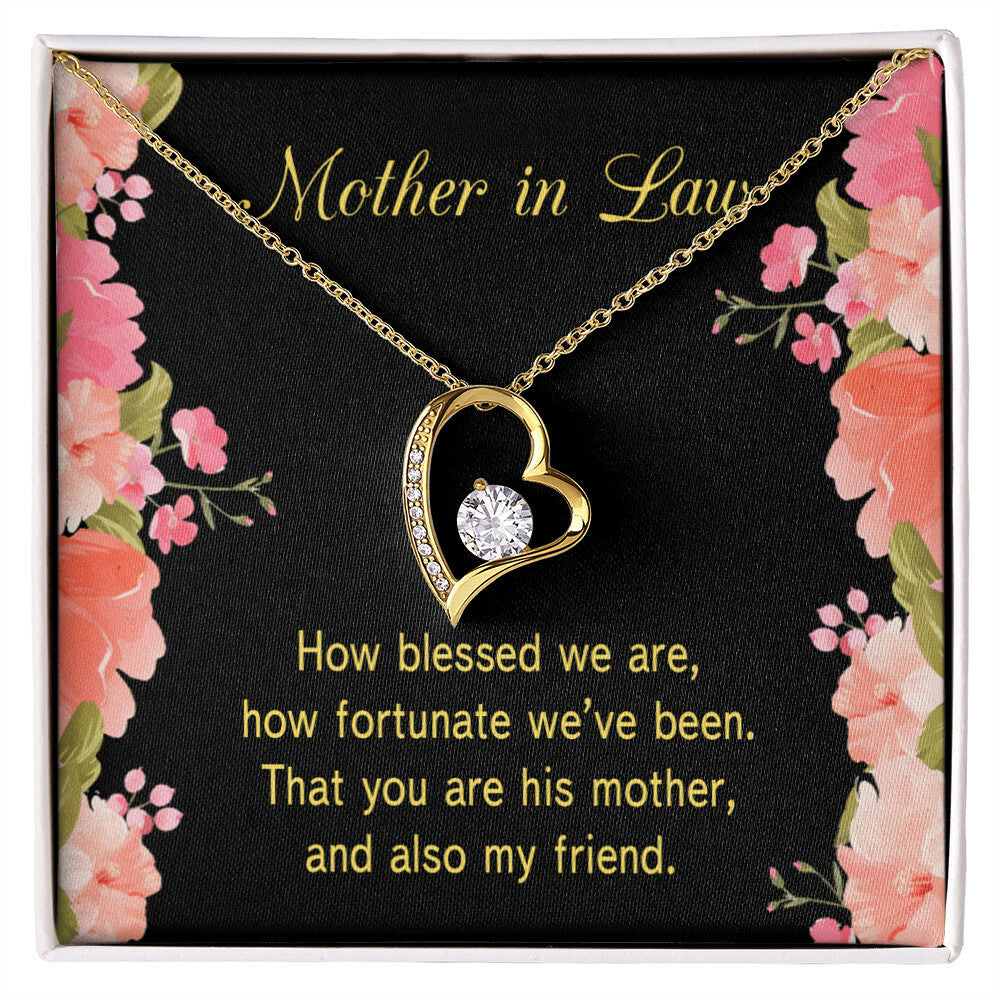 To Mother-in-Law How Fortunate Forever Necklace w Message Card-Express Your Love Gifts