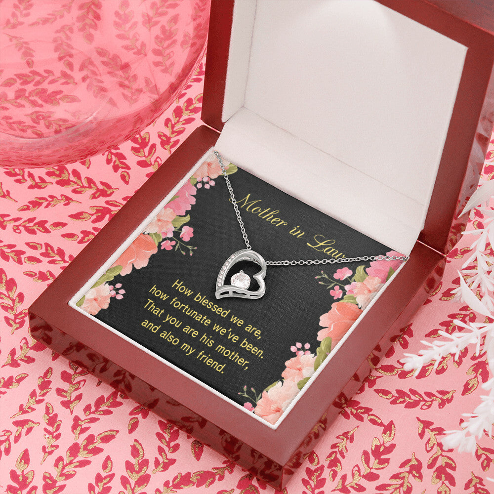 To Mother-in-Law How Fortunate Forever Necklace w Message Card-Express Your Love Gifts
