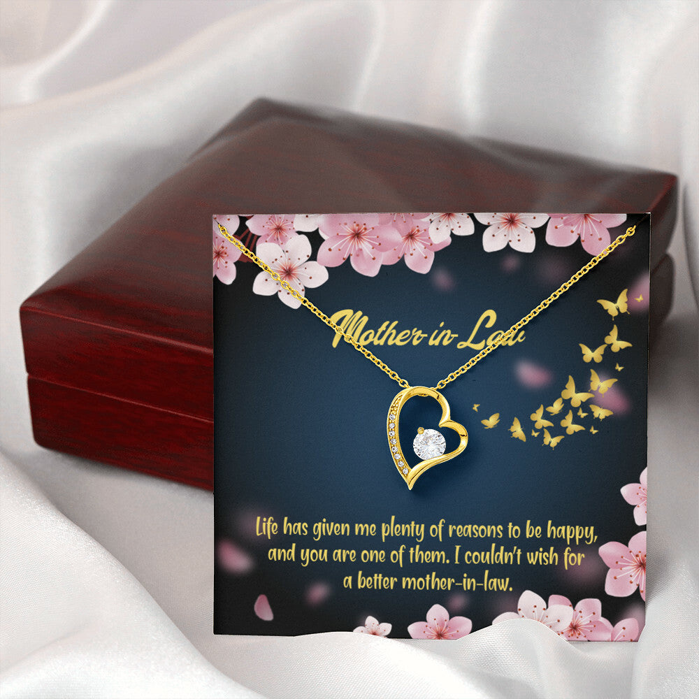 To Mother-in-Law Plenty of Reasons Forever Necklace w Message Card-Express Your Love Gifts