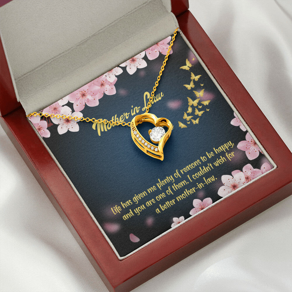 To Mother-in-Law Plenty of Reasons Forever Necklace w Message Card-Express Your Love Gifts