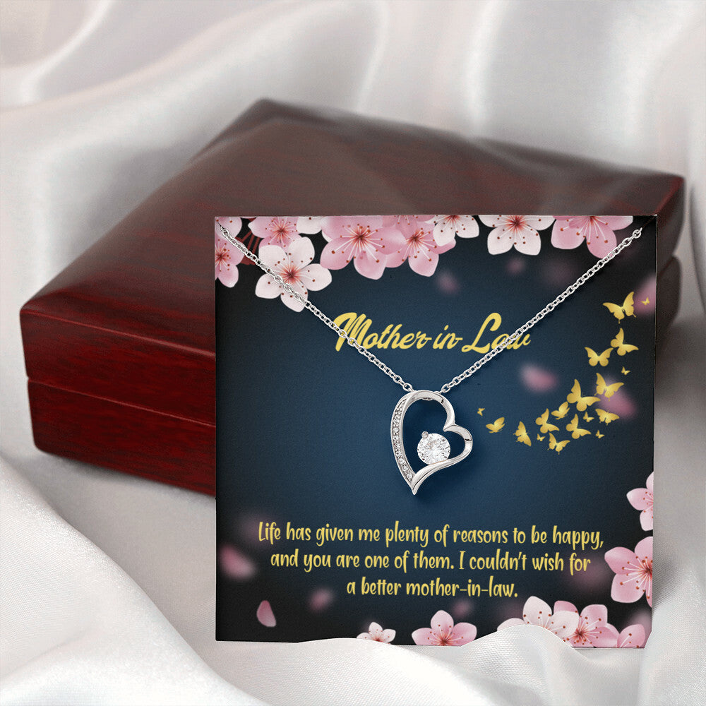 To Mother-in-Law Plenty of Reasons Forever Necklace w Message Card-Express Your Love Gifts