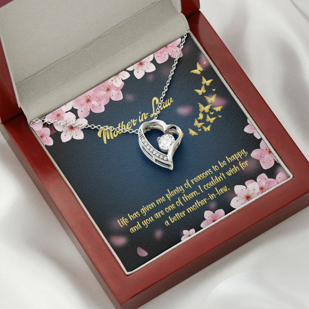 To Mother-in-Law Plenty of Reasons Forever Necklace w Message Card-Express Your Love Gifts