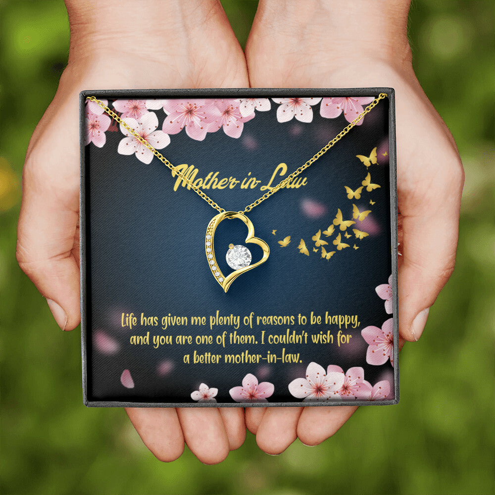 To Mother-in-Law Plenty of Reasons Forever Necklace w Message Card-Express Your Love Gifts