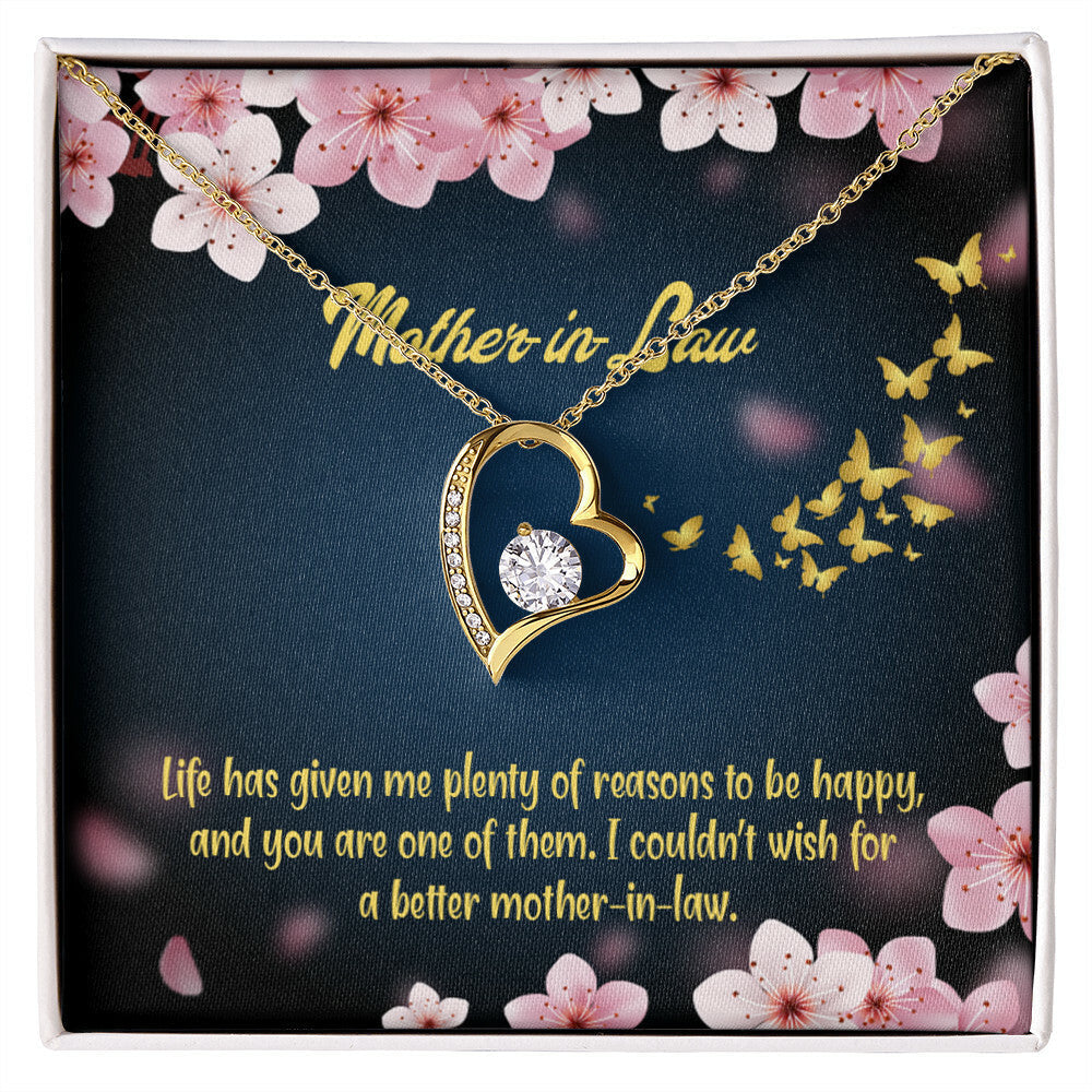To Mother-in-Law Plenty of Reasons Forever Necklace w Message Card-Express Your Love Gifts