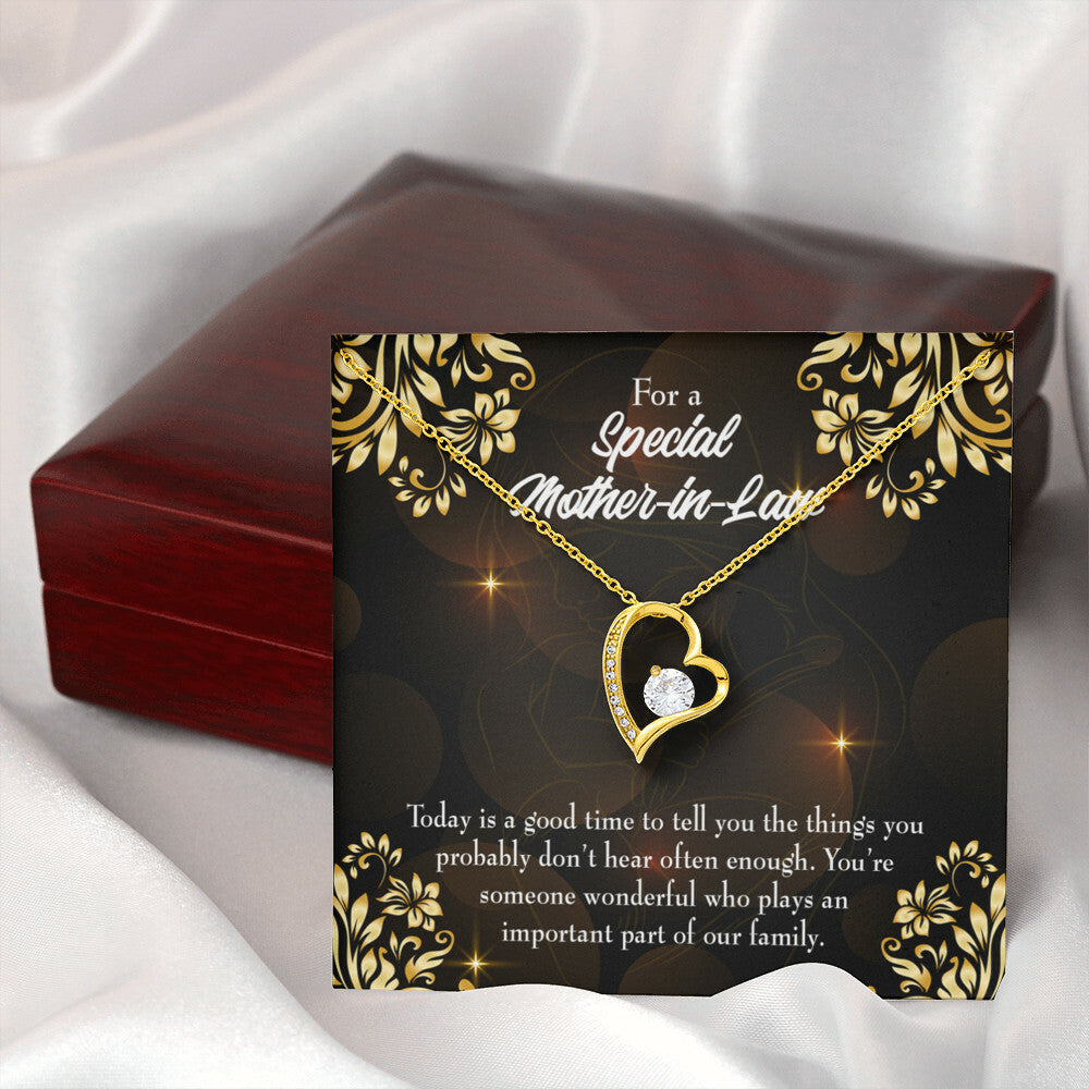 To Mother-in-Law Someone Wonderful Forever Necklace w Message Card-Express Your Love Gifts