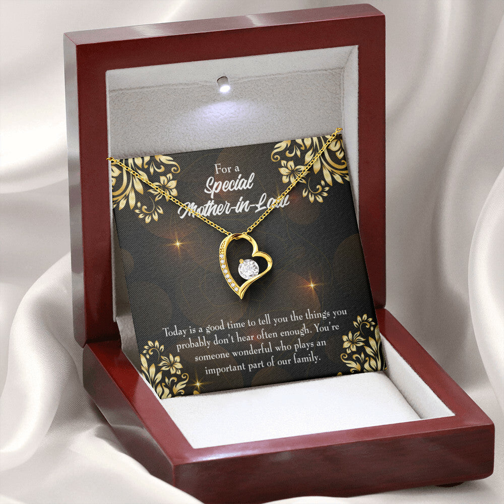 To Mother-in-Law Someone Wonderful Forever Necklace w Message Card-Express Your Love Gifts