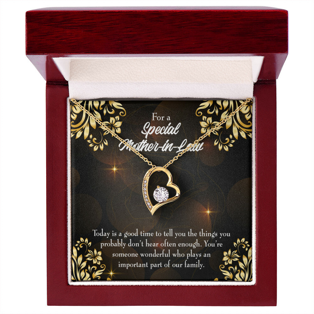 To Mother-in-Law Someone Wonderful Forever Necklace w Message Card-Express Your Love Gifts
