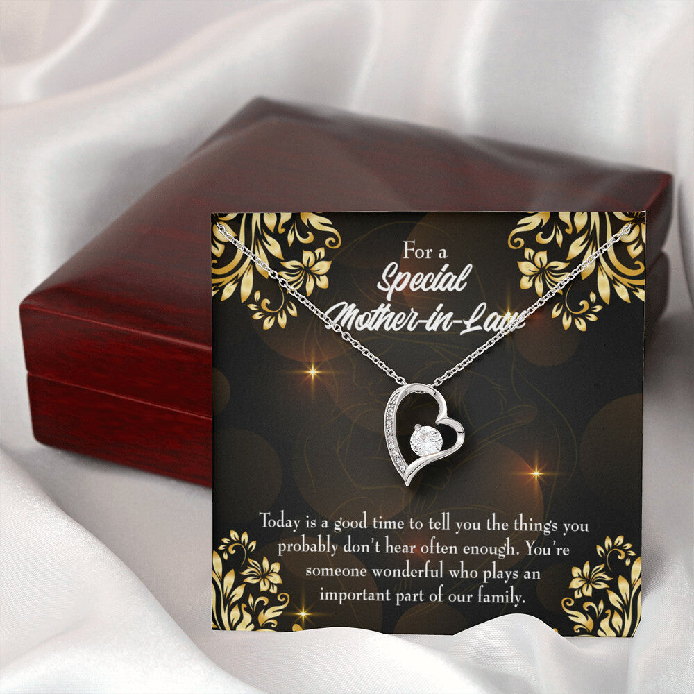 To Mother-in-Law Someone Wonderful Forever Necklace w Message Card-Express Your Love Gifts