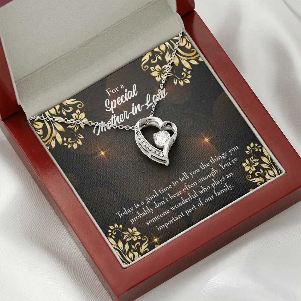 To Mother-in-Law Someone Wonderful Forever Necklace w Message Card-Express Your Love Gifts