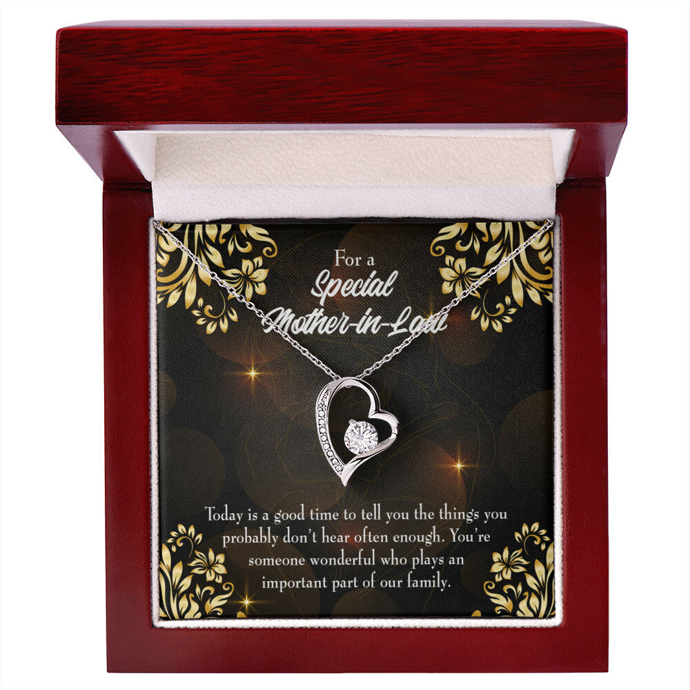 To Mother-in-Law Someone Wonderful Forever Necklace w Message Card-Express Your Love Gifts