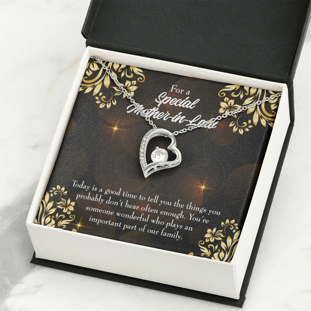 To Mother-in-Law Someone Wonderful Forever Necklace w Message Card-Express Your Love Gifts