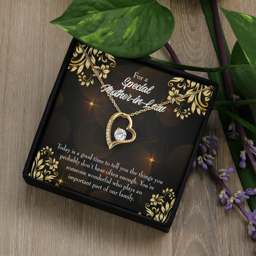 To Mother-in-Law Someone Wonderful Forever Necklace w Message Card-Express Your Love Gifts