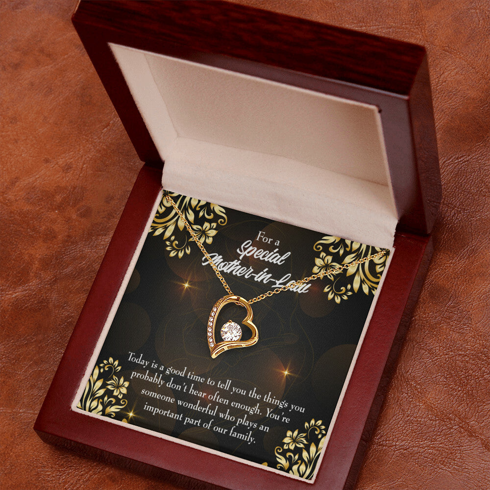 To Mother-in-Law Someone Wonderful Forever Necklace w Message Card-Express Your Love Gifts