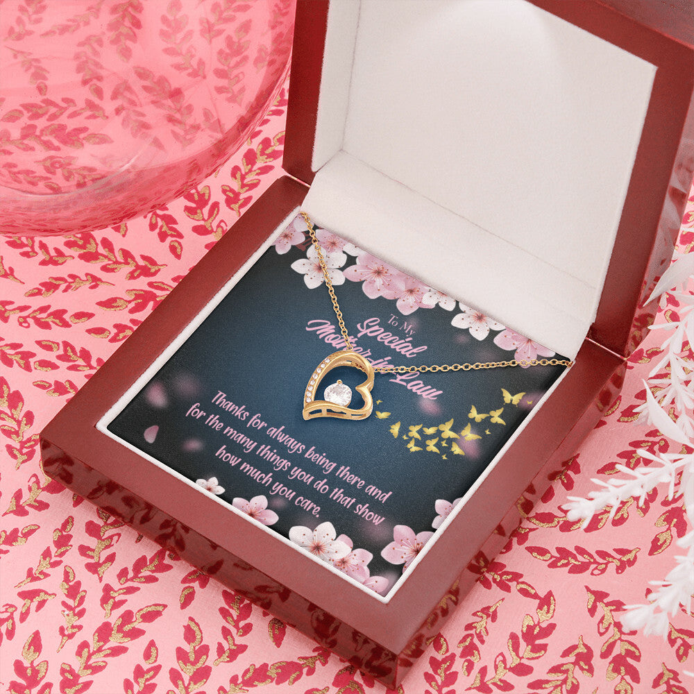 To Mother-in-Law Thanks Always Forever Necklace w Message Card-Express Your Love Gifts