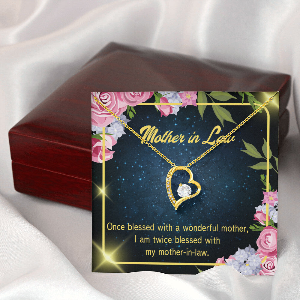 To Mother-in-Law Twice Blessed Forever Necklace w Message Card-Express Your Love Gifts