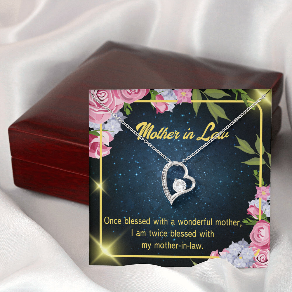 To Mother-in-Law Twice Blessed Forever Necklace w Message Card-Express Your Love Gifts