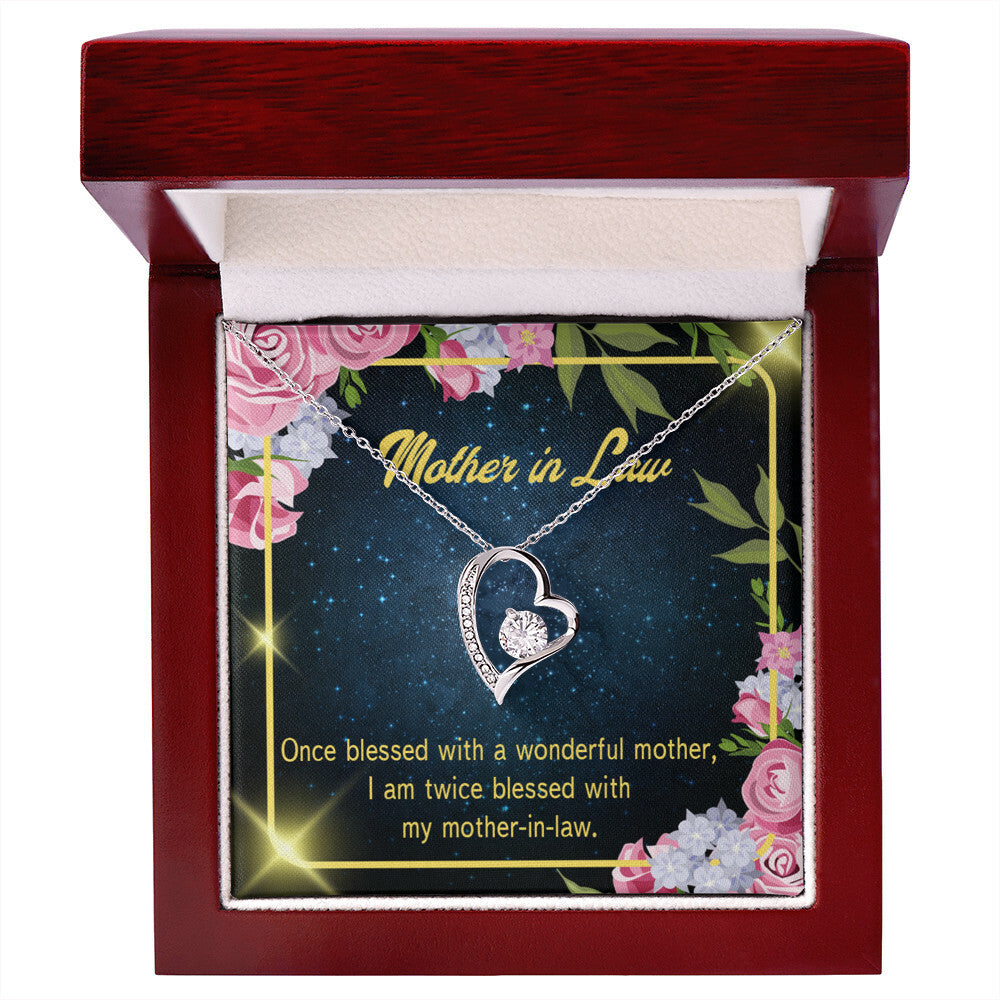 To Mother-in-Law Twice Blessed Forever Necklace w Message Card-Express Your Love Gifts