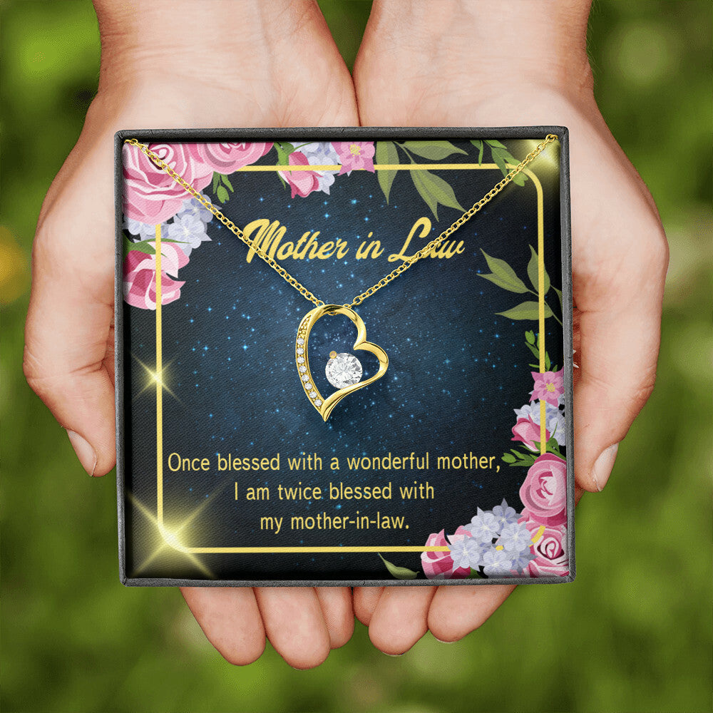 To Mother-in-Law Twice Blessed Forever Necklace w Message Card-Express Your Love Gifts