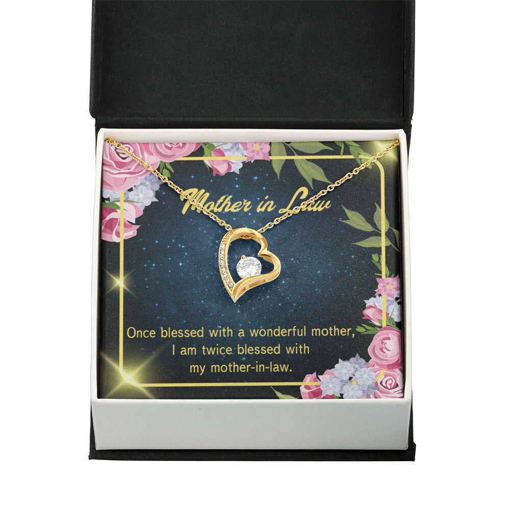 To Mother-in-Law Twice Blessed Forever Necklace w Message Card-Express Your Love Gifts