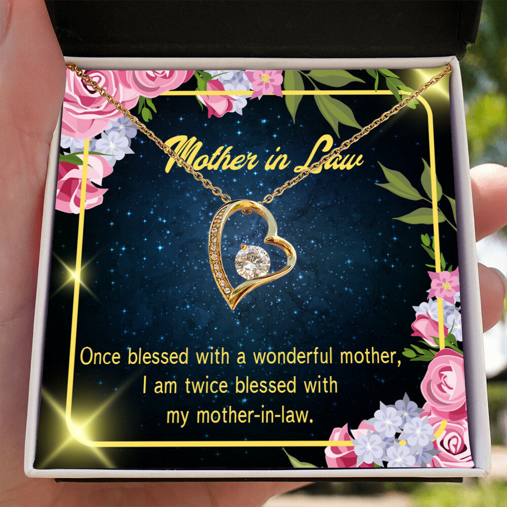 To Mother-in-Law Twice Blessed Forever Necklace w Message Card-Express Your Love Gifts