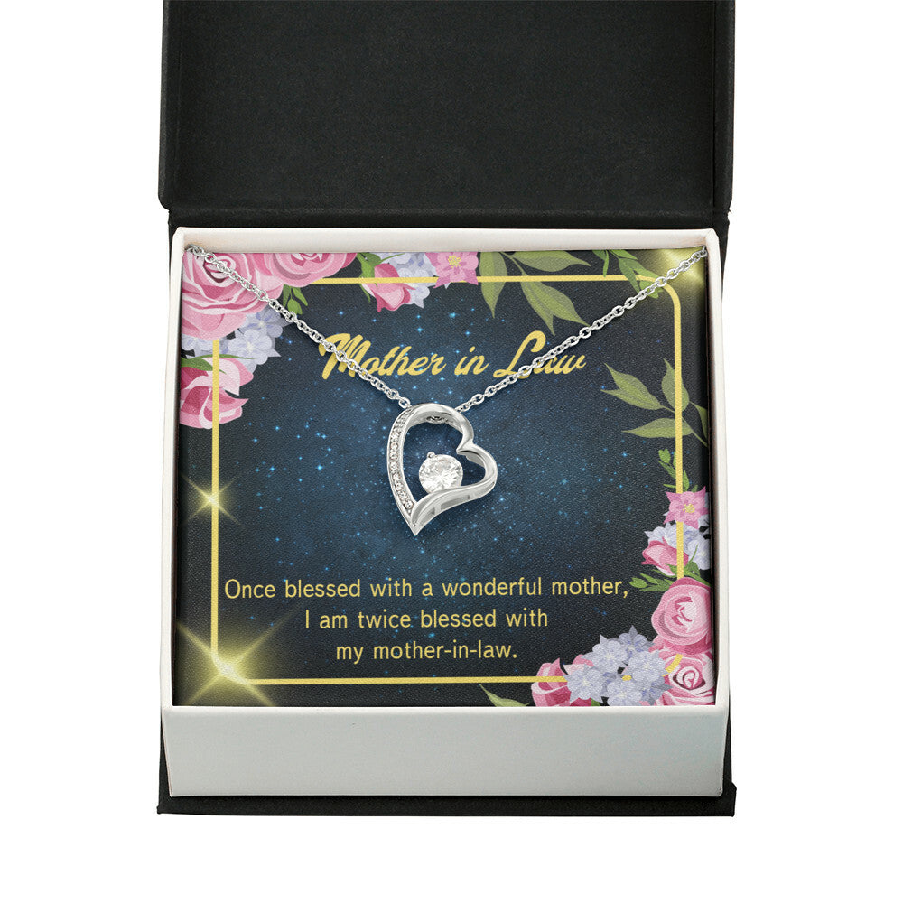 To Mother-in-Law Twice Blessed Forever Necklace w Message Card-Express Your Love Gifts