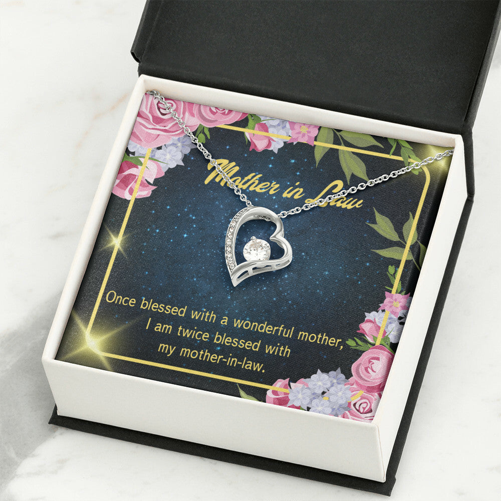 To Mother-in-Law Twice Blessed Forever Necklace w Message Card-Express Your Love Gifts