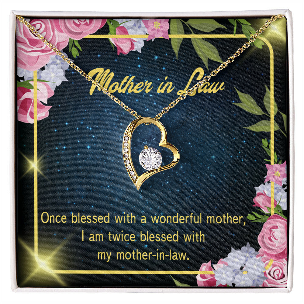 To Mother-in-Law Twice Blessed Forever Necklace w Message Card-Express Your Love Gifts