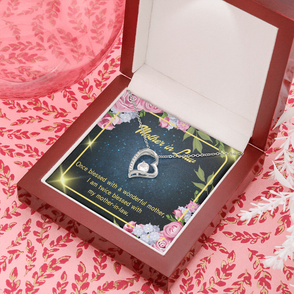 To Mother-in-Law Twice Blessed Forever Necklace w Message Card-Express Your Love Gifts