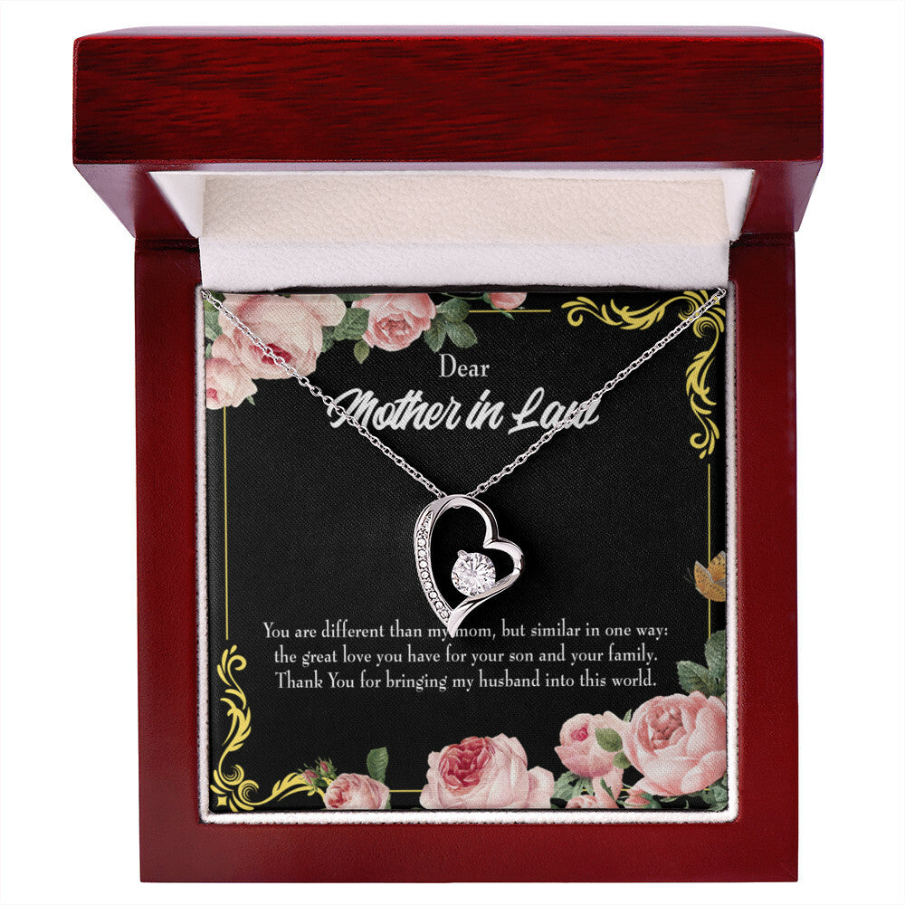 To Mother-in-Law You Are Different Forever Necklace w Message Card-Express Your Love Gifts