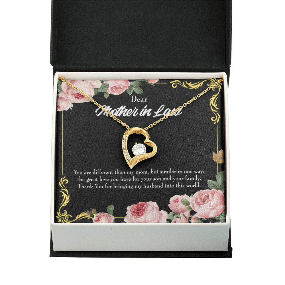 To Mother-in-Law You Are Different Forever Necklace w Message Card-Express Your Love Gifts
