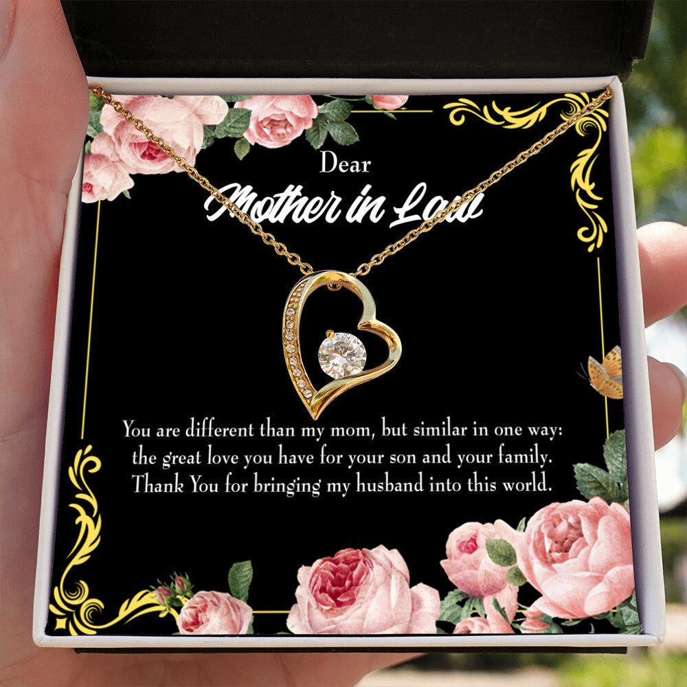 To Mother-in-Law You Are Different Forever Necklace w Message Card-Express Your Love Gifts