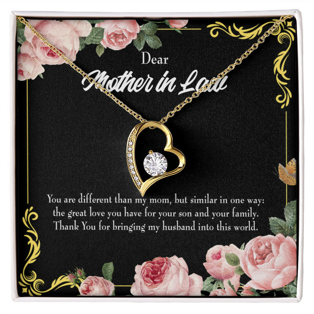 To Mother-in-Law You Are Different Forever Necklace w Message Card-Express Your Love Gifts