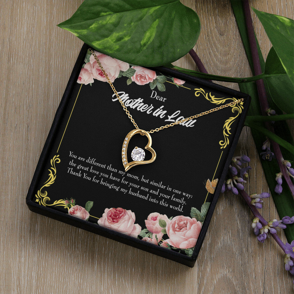 To Mother-in-Law You Are Different Forever Necklace w Message Card-Express Your Love Gifts