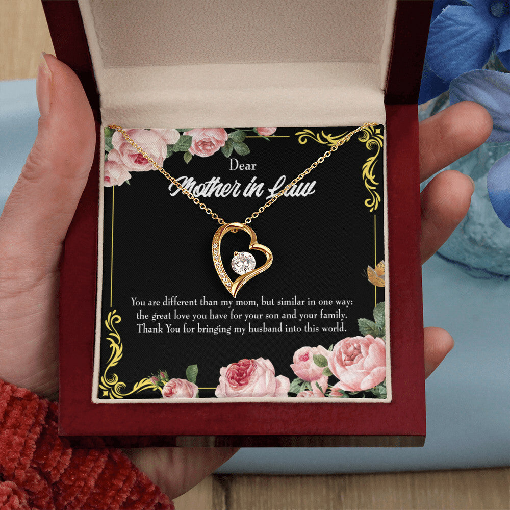 To Mother-in-Law You Are Different Forever Necklace w Message Card-Express Your Love Gifts