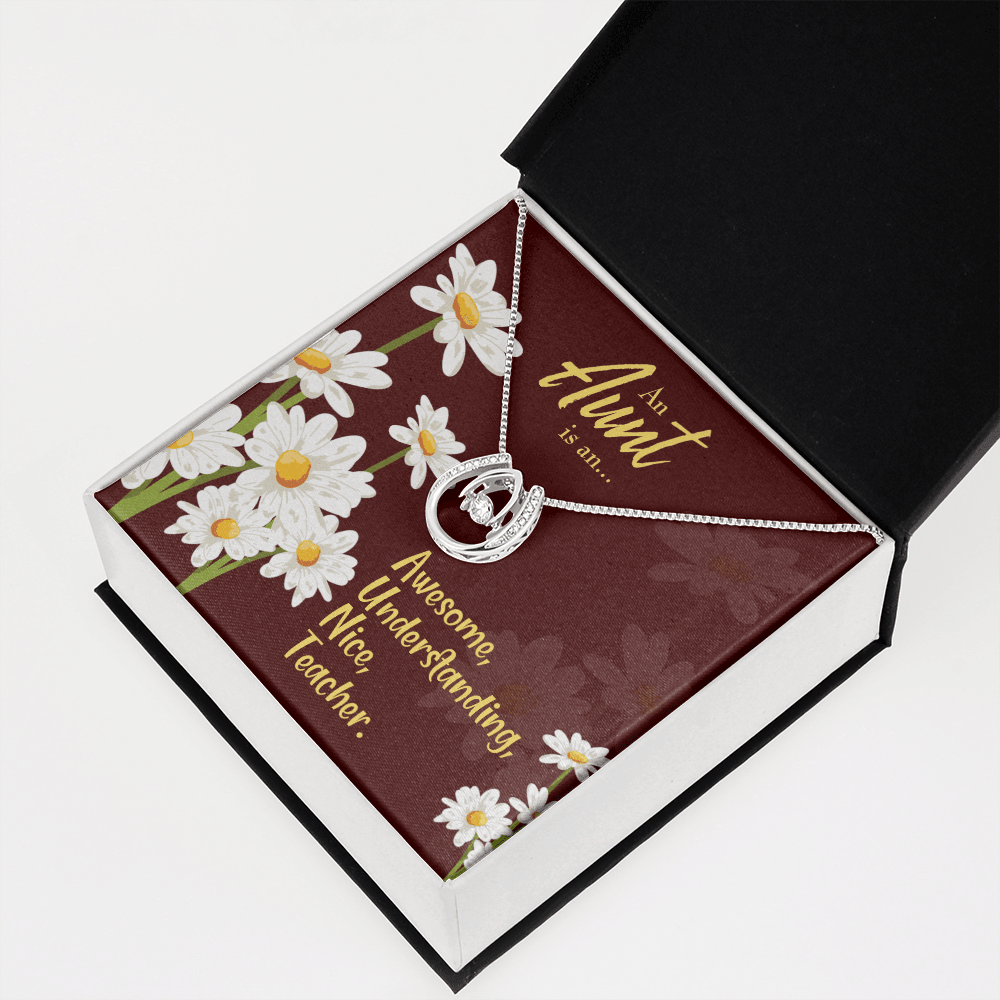 To My Aunt AUNT Definition Lucky Horseshoe Necklace Message Card 14k w CZ Crystals-Express Your Love Gifts