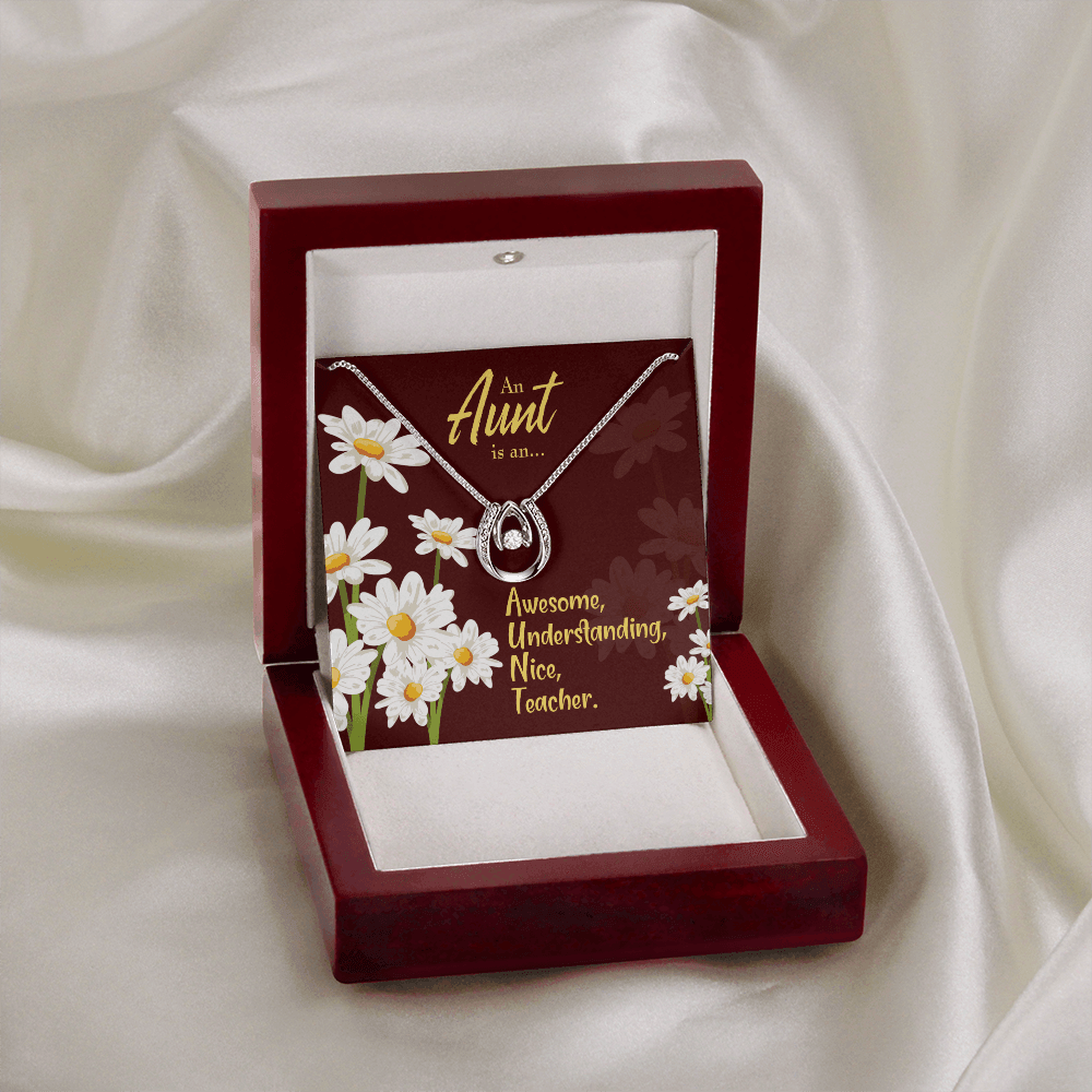 To My Aunt AUNT Definition Lucky Horseshoe Necklace Message Card 14k w CZ Crystals-Express Your Love Gifts