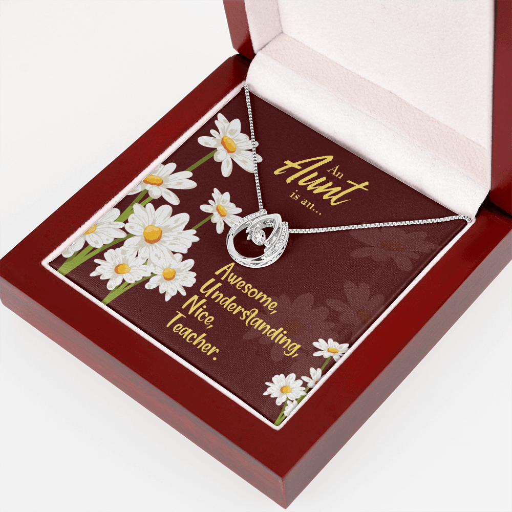 To My Aunt AUNT Definition Lucky Horseshoe Necklace Message Card 14k w CZ Crystals-Express Your Love Gifts