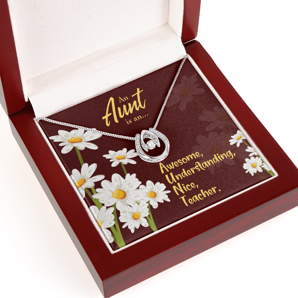To My Aunt AUNT Definition Lucky Horseshoe Necklace Message Card 14k w CZ Crystals-Express Your Love Gifts