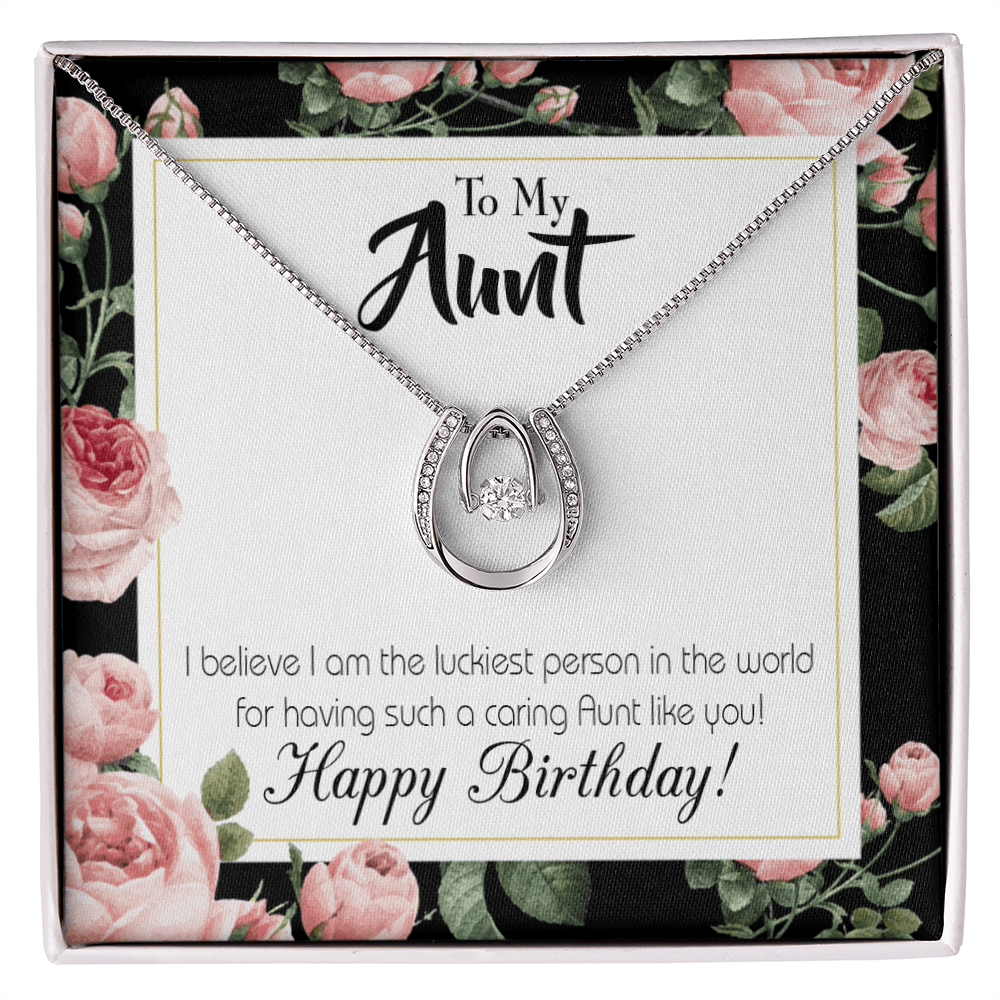 To My Aunt Aunt Like You Lucky Horseshoe Necklace Message Card 14k w CZ Crystals-Express Your Love Gifts