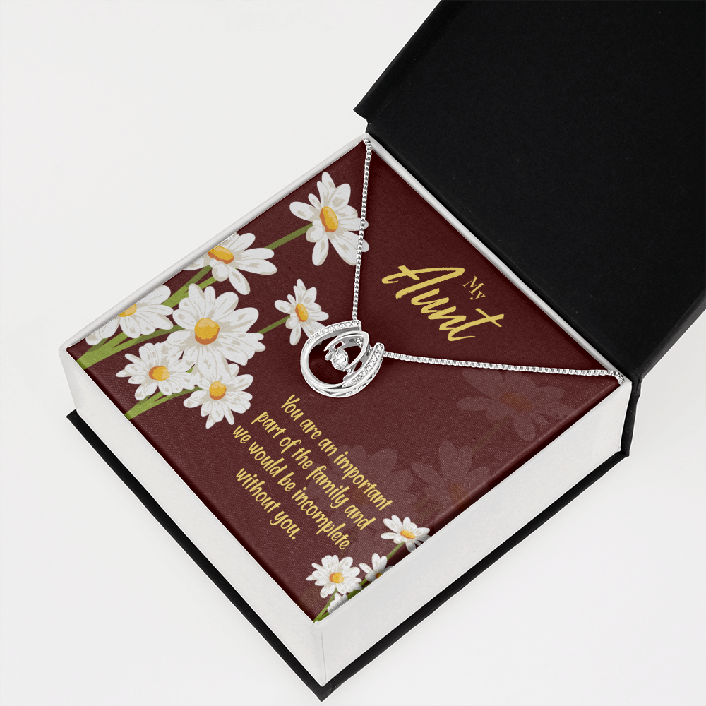 To My Aunt Importance Lucky Horseshoe Necklace Message Card 14k w CZ Crystals-Express Your Love Gifts