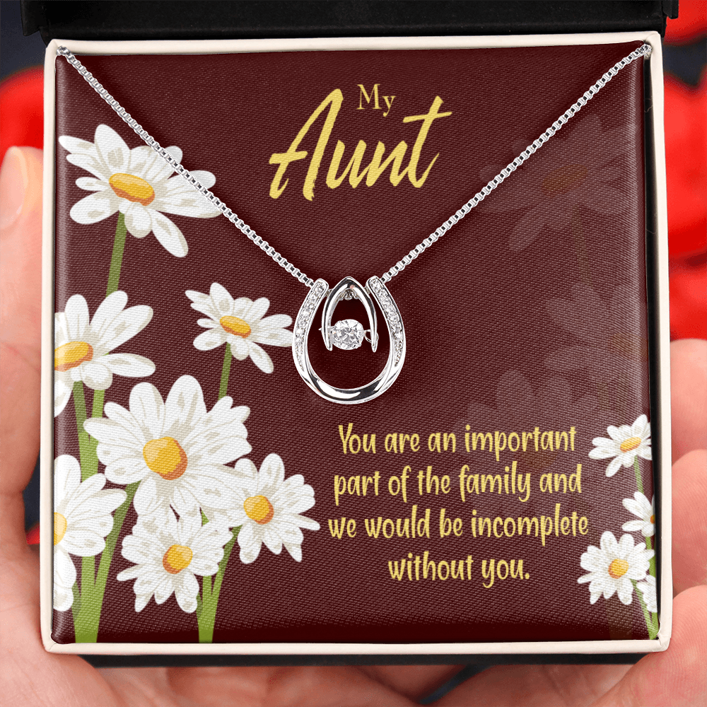 To My Aunt Importance Lucky Horseshoe Necklace Message Card 14k w CZ Crystals-Express Your Love Gifts