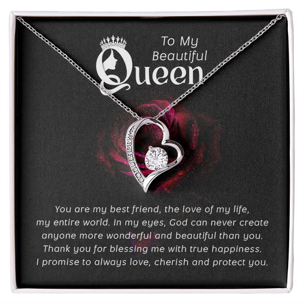 To My Beautiful Queen You Are My Best Friend Forever Necklace w Message Card-Express Your Love Gifts