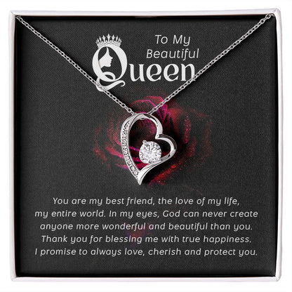 To My Beautiful Queen You Are My Best Friend Forever Necklace w Message Card-Express Your Love Gifts