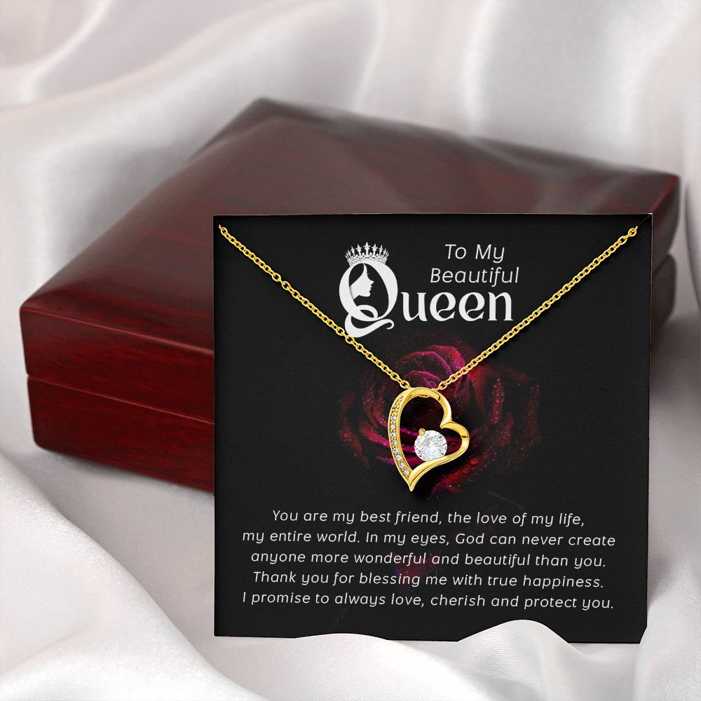 To My Beautiful Queen You Are My Best Friend Forever Necklace w Message Card-Express Your Love Gifts