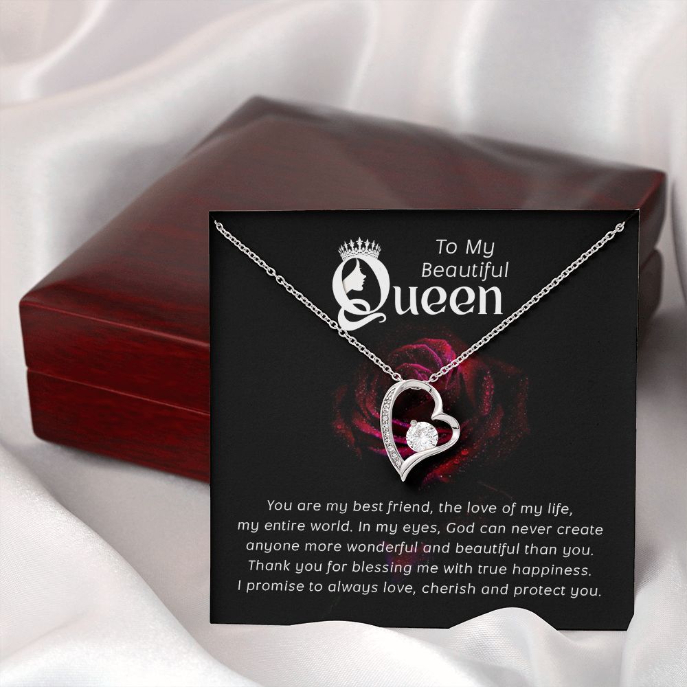 To My Beautiful Queen You Are My Best Friend Forever Necklace w Message Card-Express Your Love Gifts