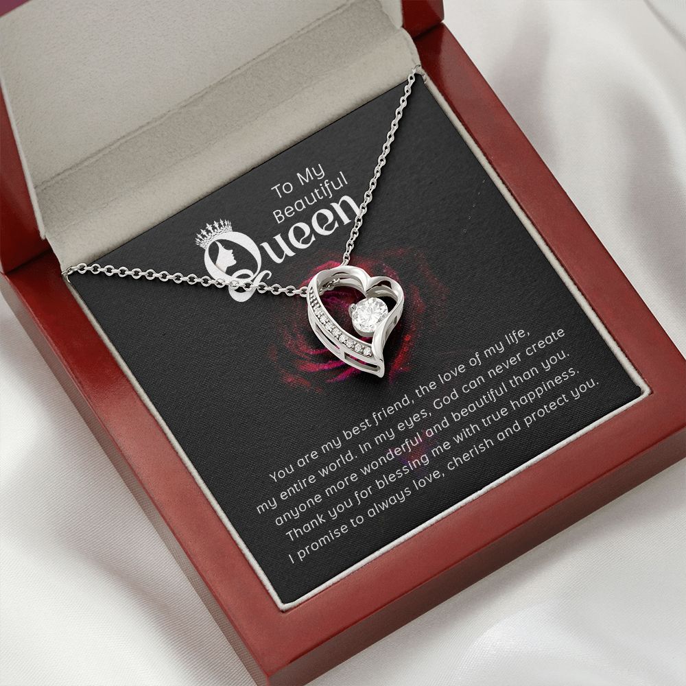 To My Beautiful Queen You Are My Best Friend Forever Necklace w Message Card-Express Your Love Gifts