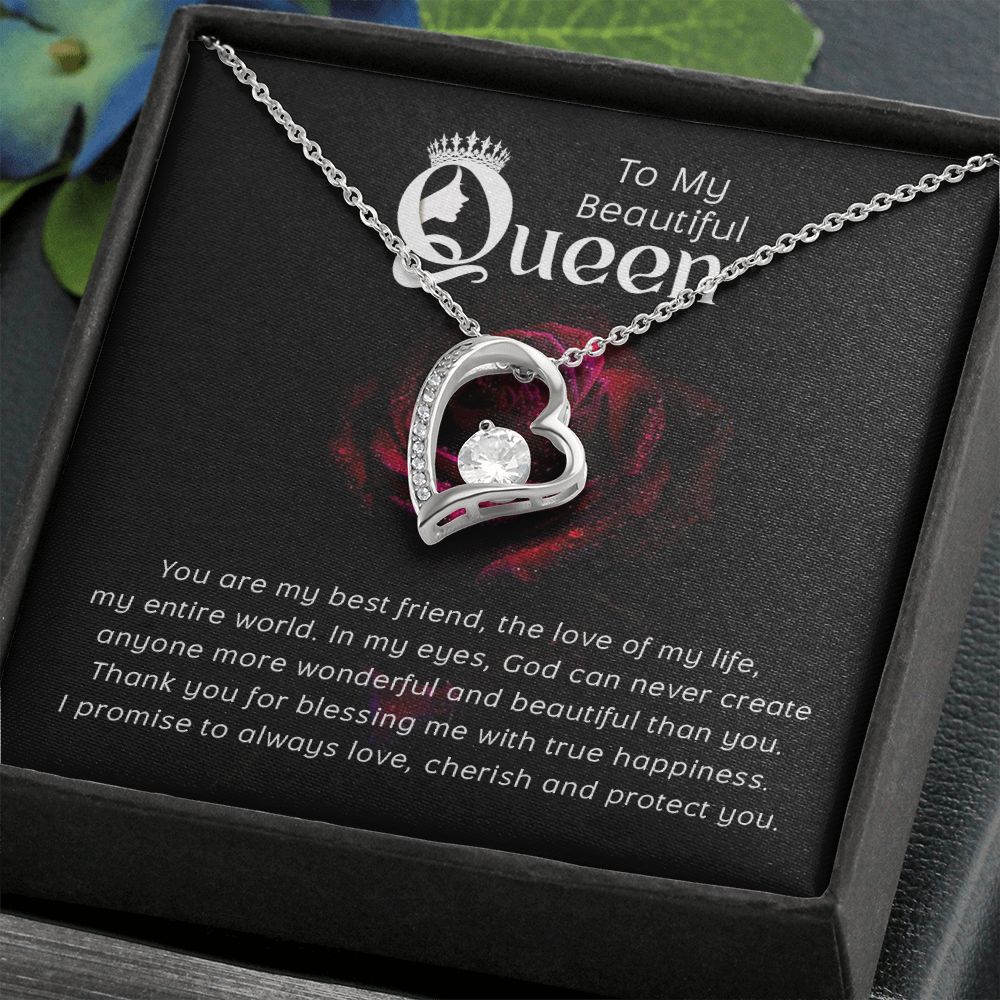 To My Beautiful Queen You Are My Best Friend Forever Necklace w Message Card-Express Your Love Gifts